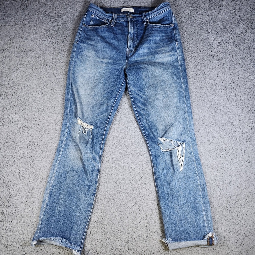 Madewell The Perfect Vintage Jeans Women's 28 Blue Distressed Raw Hem